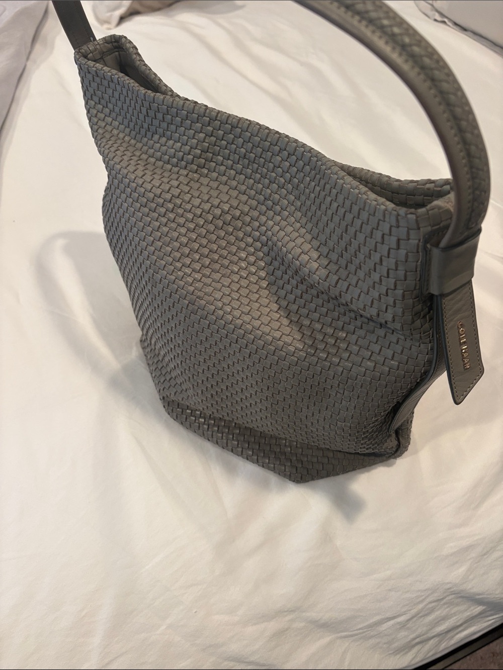 Cole Haan Gray Woven Leather Shoulder Bag